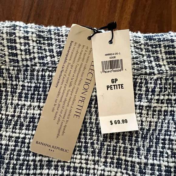 NWT Banana Republic Blue Lined Tweed Pencil Skirt Womens size 6 petite - Picture 3 of 8